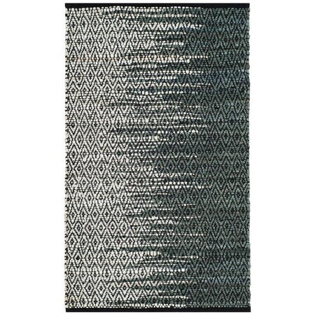 Flowers First 2 x 3 ft. Vintage Leather Hand Woven Area Rug Light Grey & Charcoal - Accent FL2115292